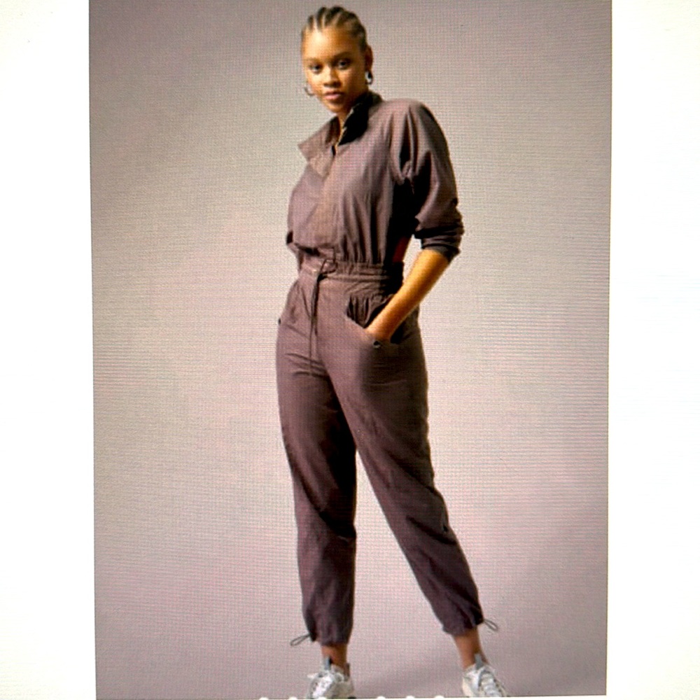 Athlete x Alicia Keys open back utility jumpsuit smoked almond.